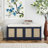 Rattan bench with storage cabinet