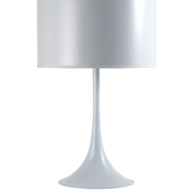 Lampe de table haute 25 po en métal avec finition blanche, abat-jour rond blanc