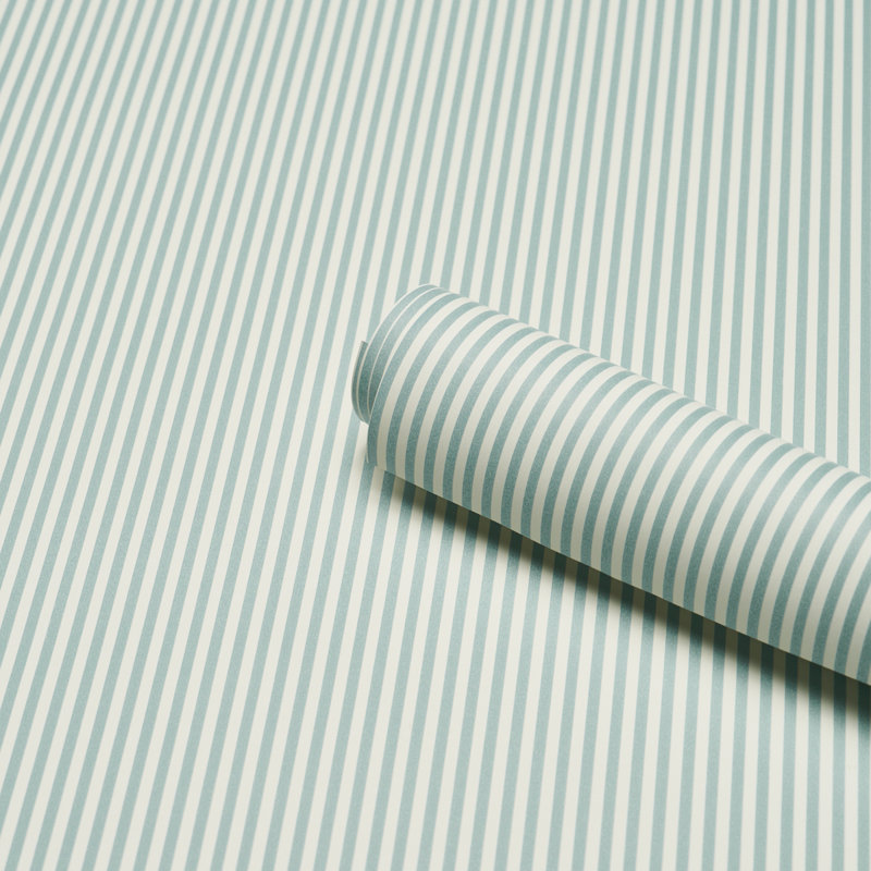 Papier peint étroit à rayures Emma, Turquoise