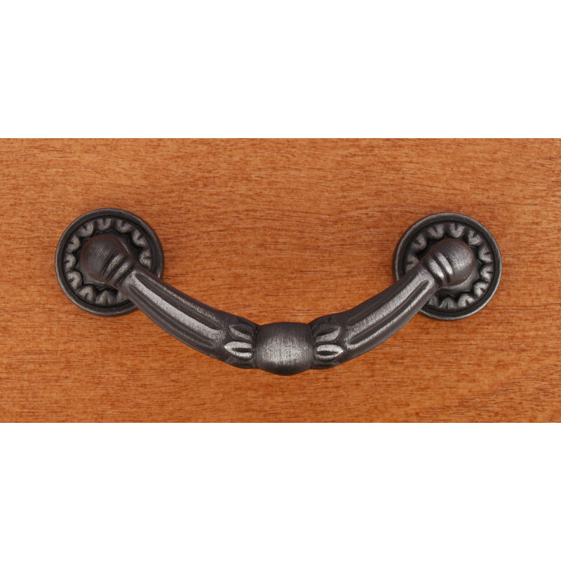 Poignée tombante ornée 3 "avec base pétale CP Series, Nickel vieilli