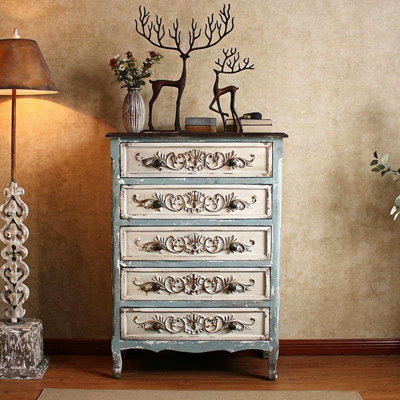 Commode d'entrée vintage en bois massif français