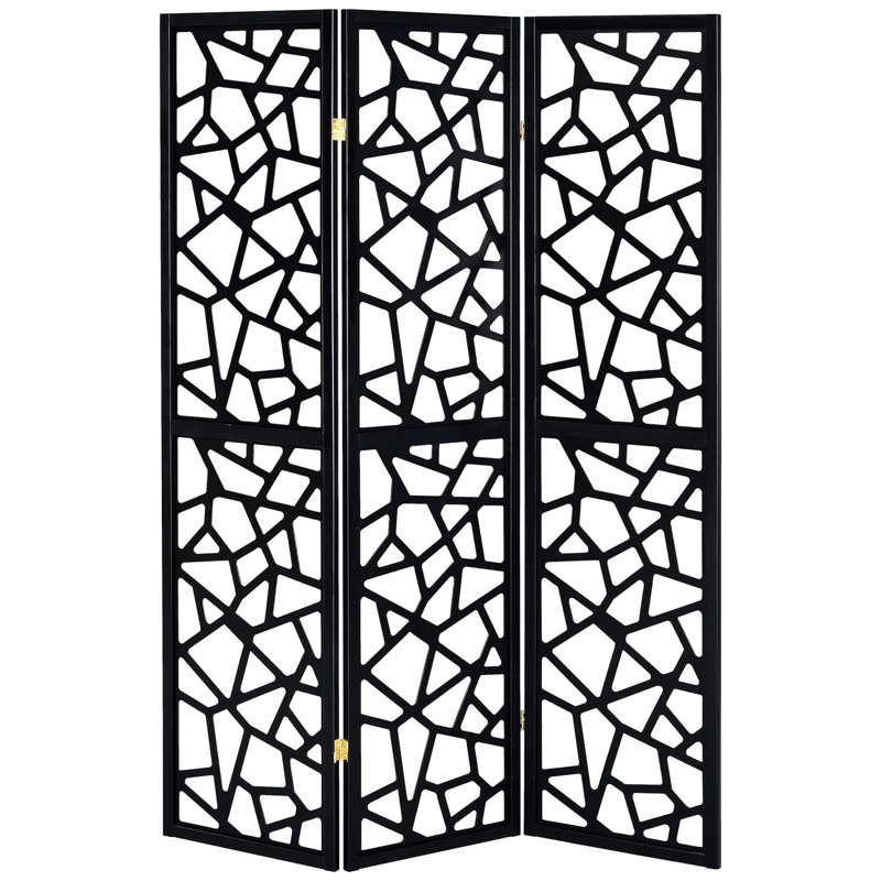 Paravent moderne noir 3 avec mosaïque complexe