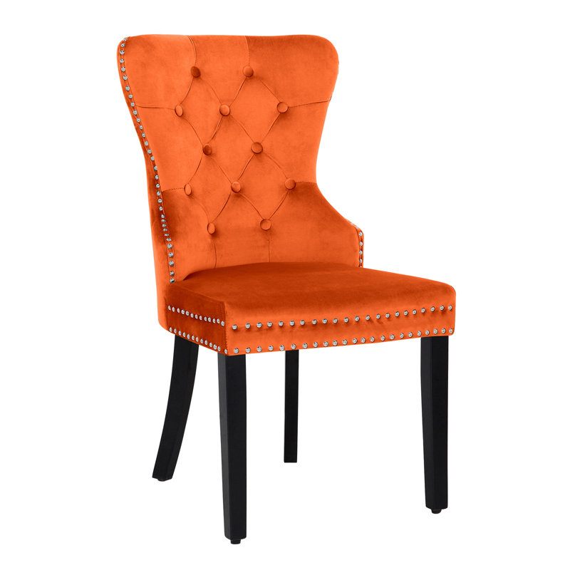 Chaise d'appoint à oreilles en velours capitonné Kirsten, Orange