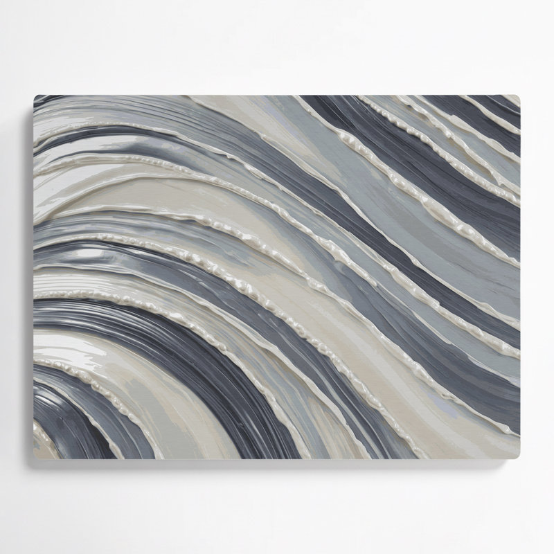 Art mural horizontal gris rayé gris perle, H 12 po x l 18 po