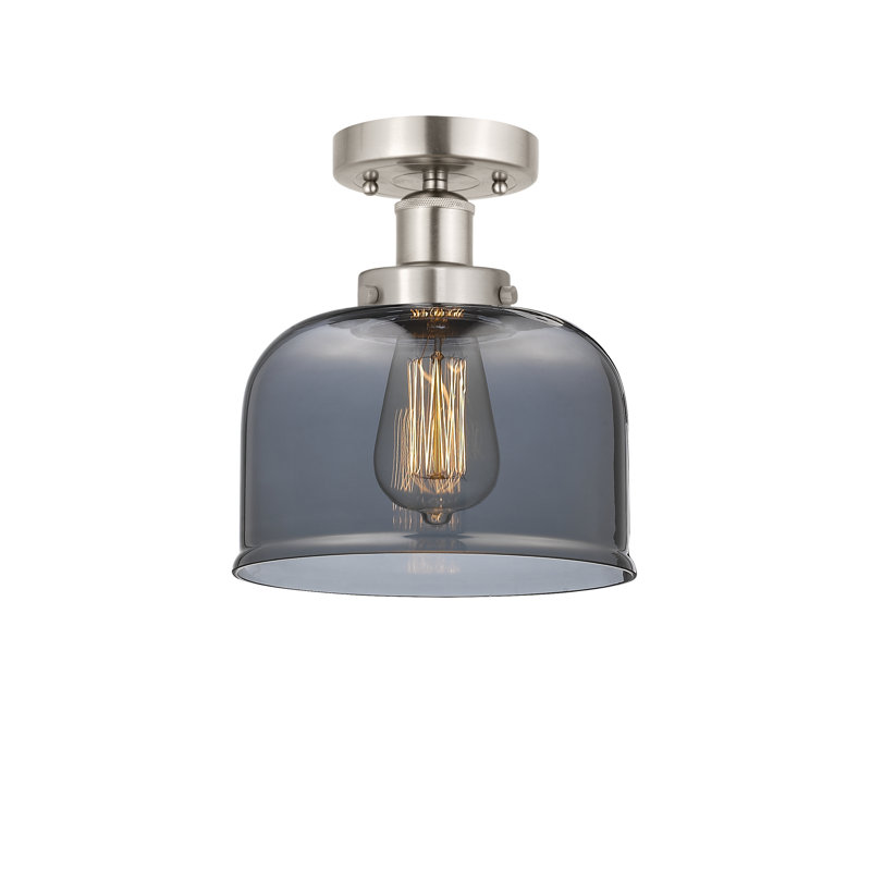 Coppell Glass Semi Flush Mount, Dark Smoke, Brushed Satin Nickel