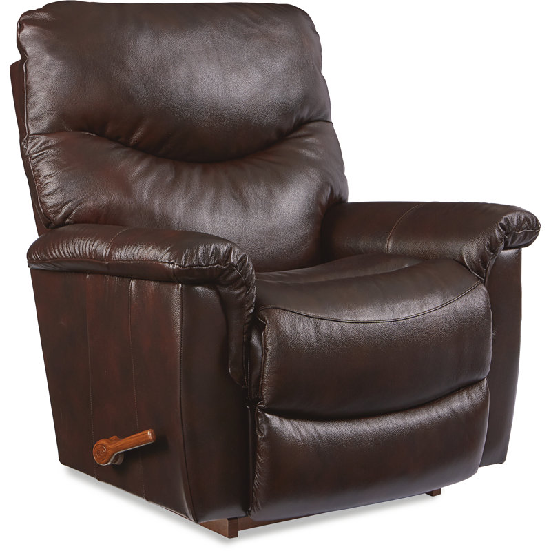 James Manual Leather Match Rocking Recliner, Walnut Leather Match