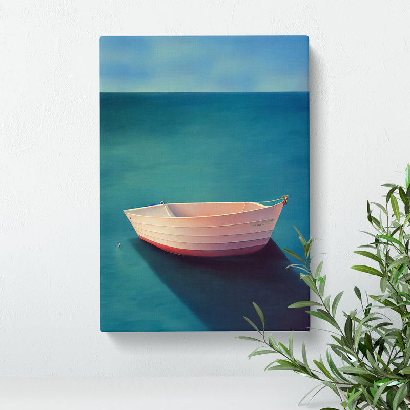Boat On The Ocean Watercolour No.2 - Print, Wrapped Canvas, 50cm H x 35cm W x 3cm D, No Matte