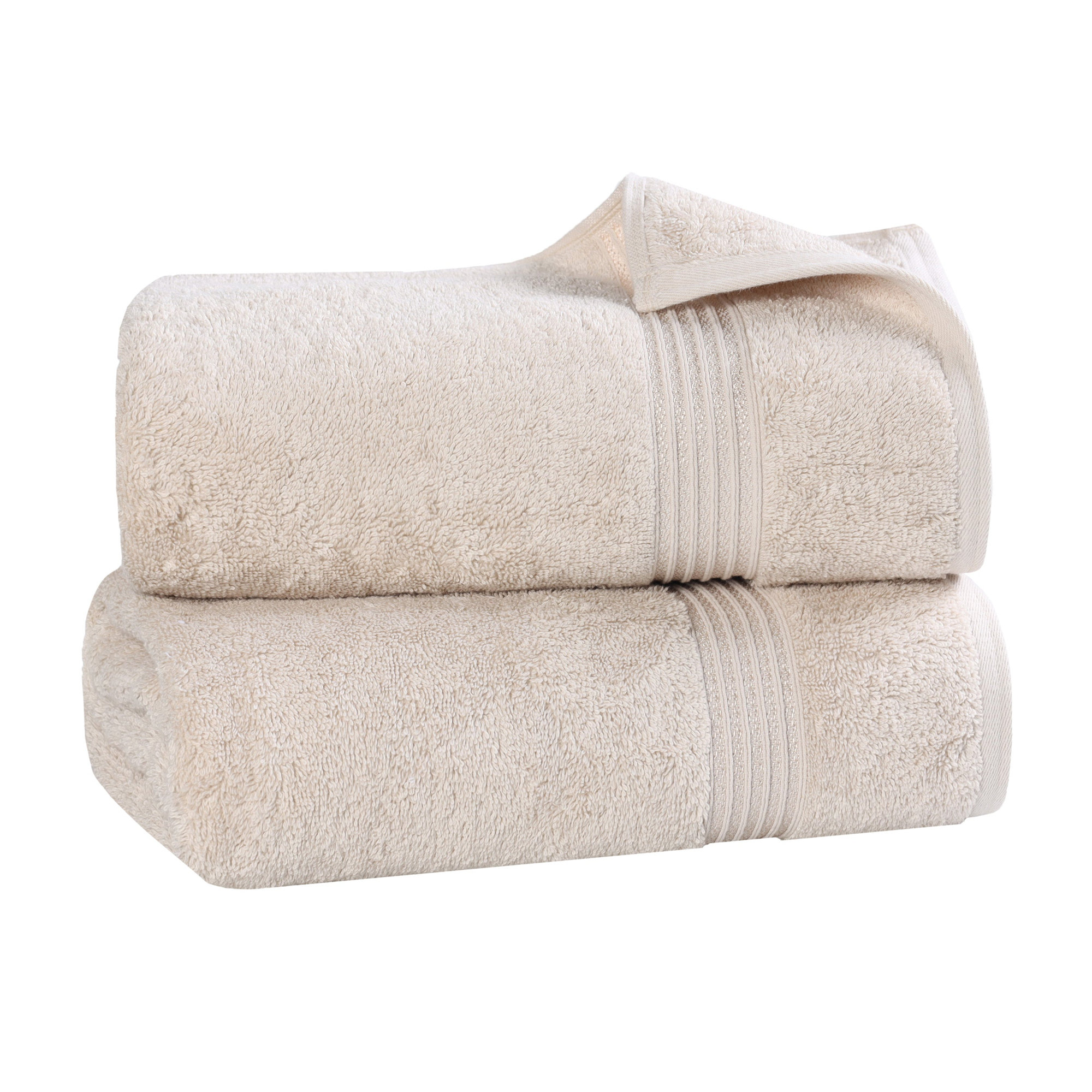 Oleg Egyptian-Quality Cotton Highly Absorbent Medium Weight Bath Sheet Set, Stone, Bath Sheets - 2 Pack