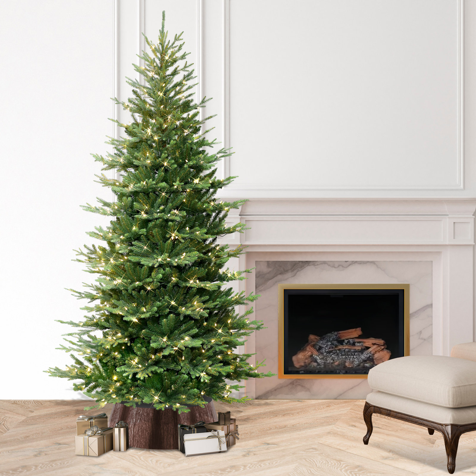 Slim 7.5' Pre-Lit Spruce Christmas Tree