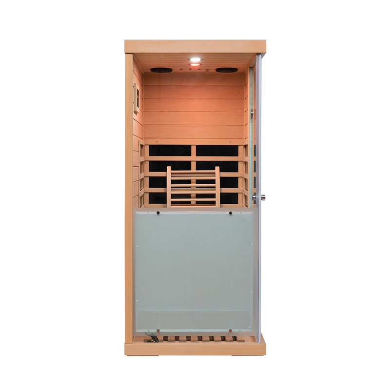 Sauna en verre avec ouverture à gauche