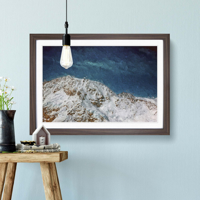 Denali McKinley Mountain in Alaska - Picture Frame Painting Print, 27cm H x 36cm W x 2cm D, Walnut Framed