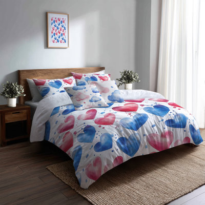 Love Bedding Set 5 Pcs For Teenagers - Gentle Heart Path Duvet Cover And Throw Pillow Set
