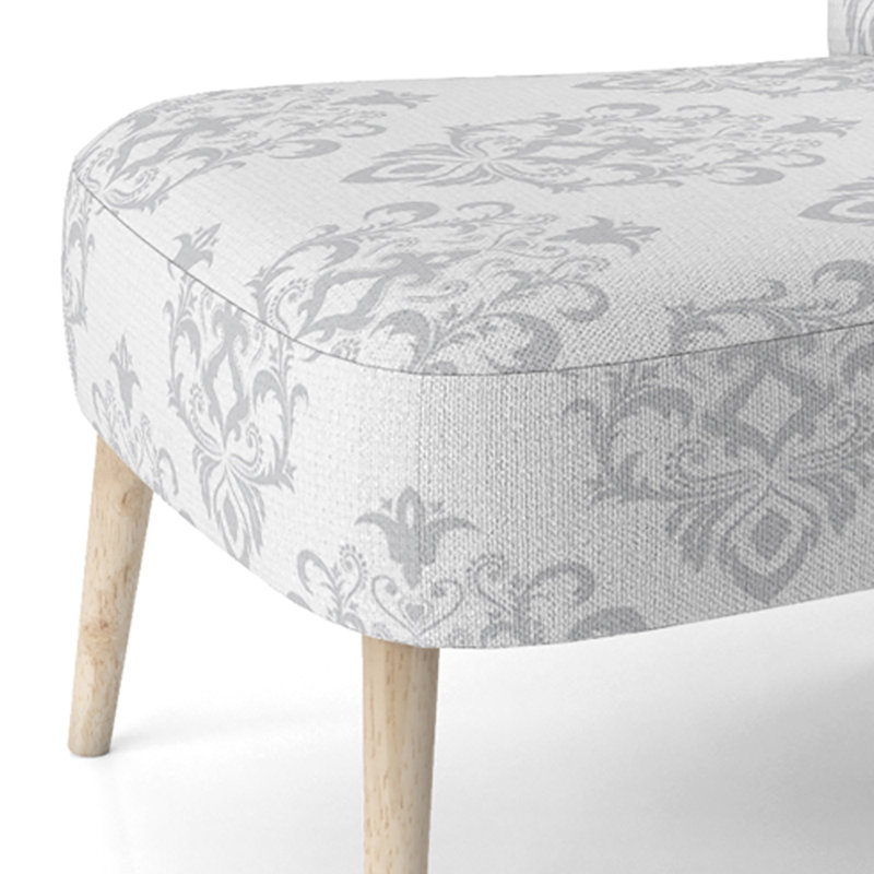 Chaise d'appoint rembourrée à motif damas blanc Baroque