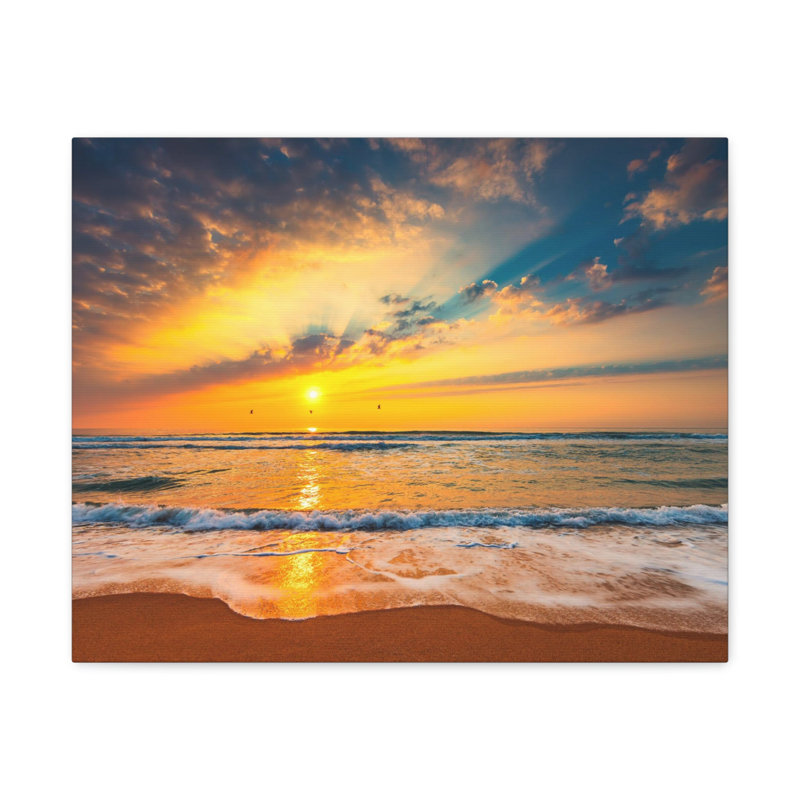 Plage, lever de soleil sur une mer tropicale, art mural sur toile