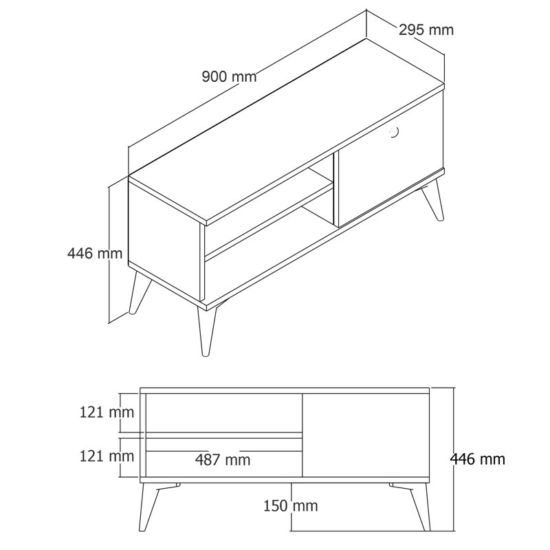 Unfinished TV Stand, Walnut, 35.4'' W