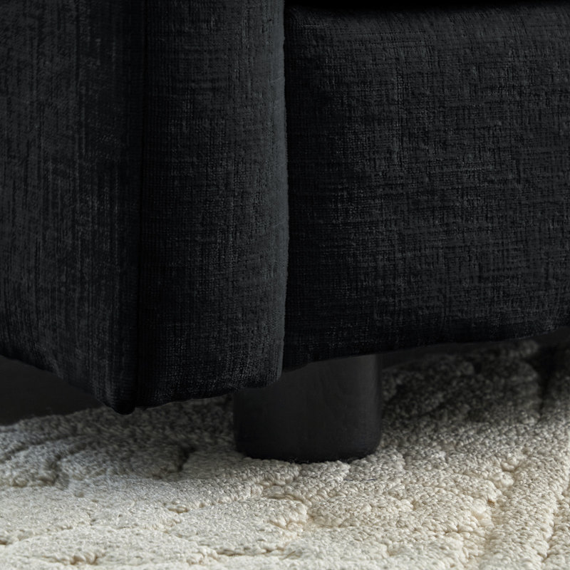 L-Shaped Sectional Sofa W/Reversible Footrest,sofas,couches, Black Chenille