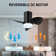22''  3-ABS Blades Smart  indoor LED Ceiling Fan with Remote