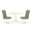 L'ensemble de 3 pièces de table de salle à manger moderne comprend une table ronde en bois avec Dropleaf et 2 chaises de salle à manger Parson en tissu gris, 42 x 42 pouces, lin blanc-1282341591-1282341585-1282341587