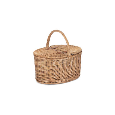 Wicker Oval Lidded Picnic Hamper Basket