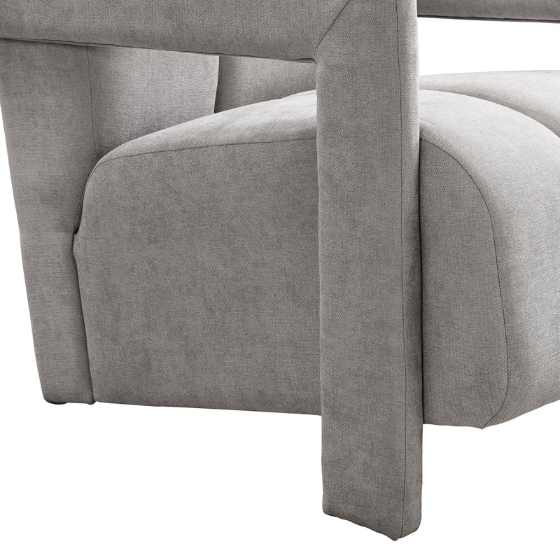 Fauteuil de 26,3 po en tissu gris, en forme de L, avec support solide, capacité de 228 lb pour le salon, Gris