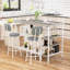 Îlot de cuisine avec sièges et rangement, table bistro et chaises, ensemble de 2 avec 5 tablettes, petite table de bar moderne et 2 tabourets rembourrés en polyuréthane avec dossiers pour les petits espaces-652573670