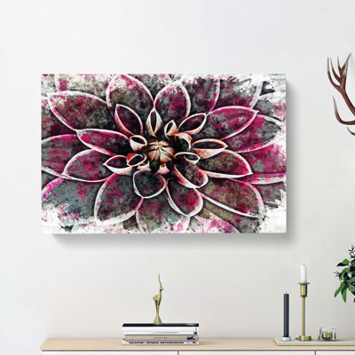 Pink Dahlia Flower In Abstract - Wrapped Canvas