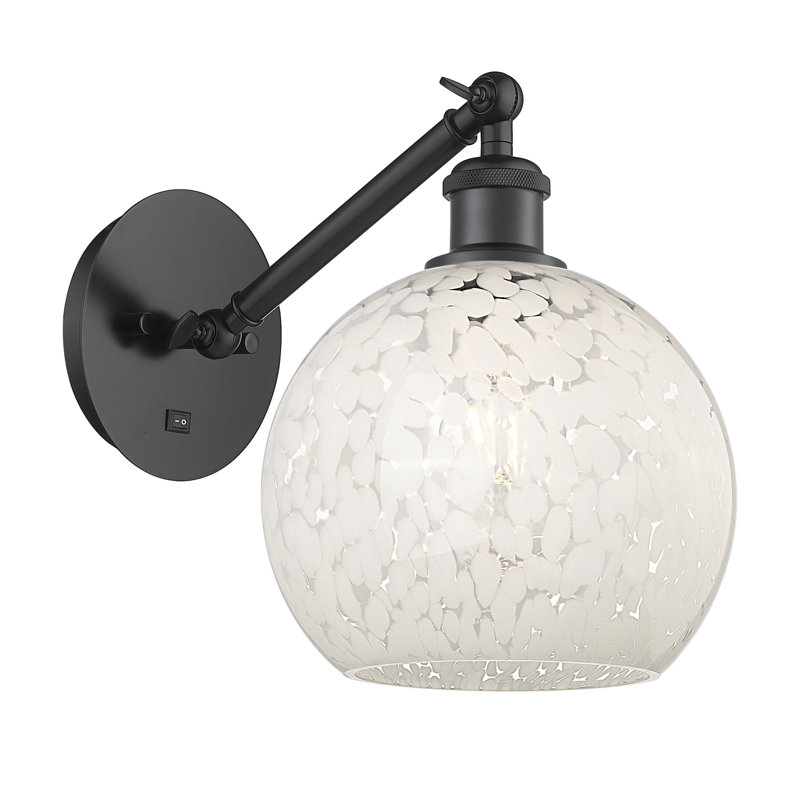 Applique murale 1 lumière Ballston White Mouchette, Noir mat, H 10 po x l 8 po x P 13 po