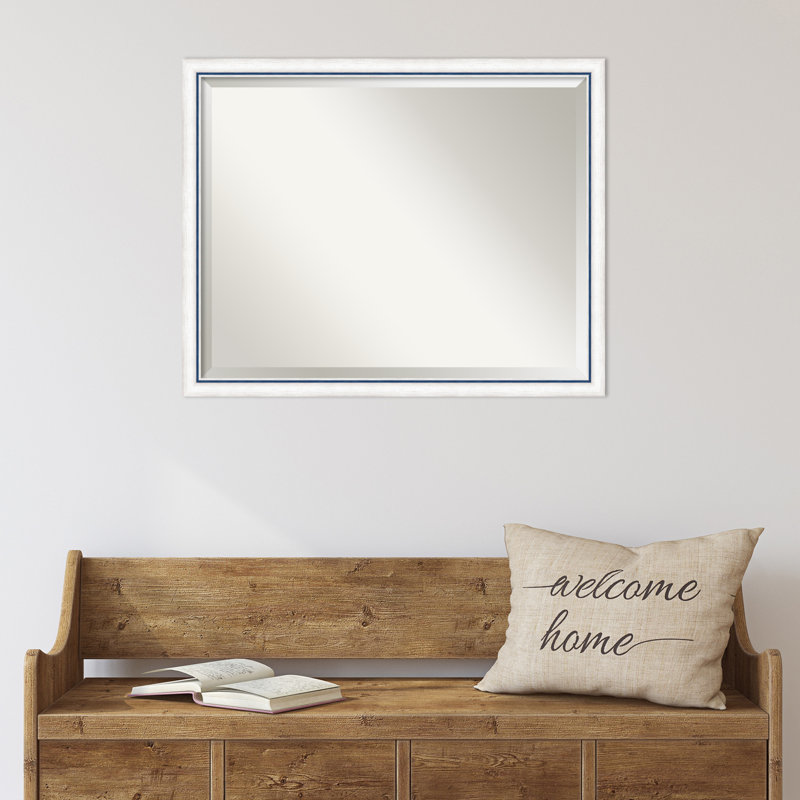 Miroir mural, Blanc / bleu, Rectangle, 24,25 po x 30,25 po
