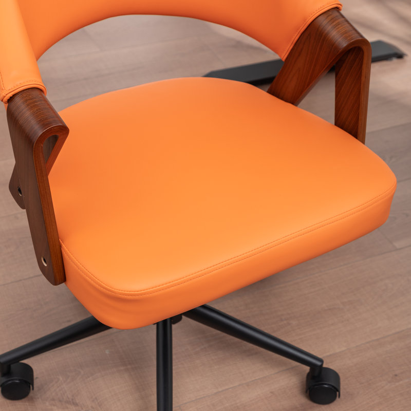 Bryonie Faux Leather Swivel Office Chair, Orange