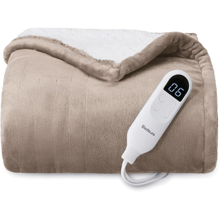 Cozy Winter Collection Flannel Electric Blanket,10 Heat Timer Settings & 6 Levels