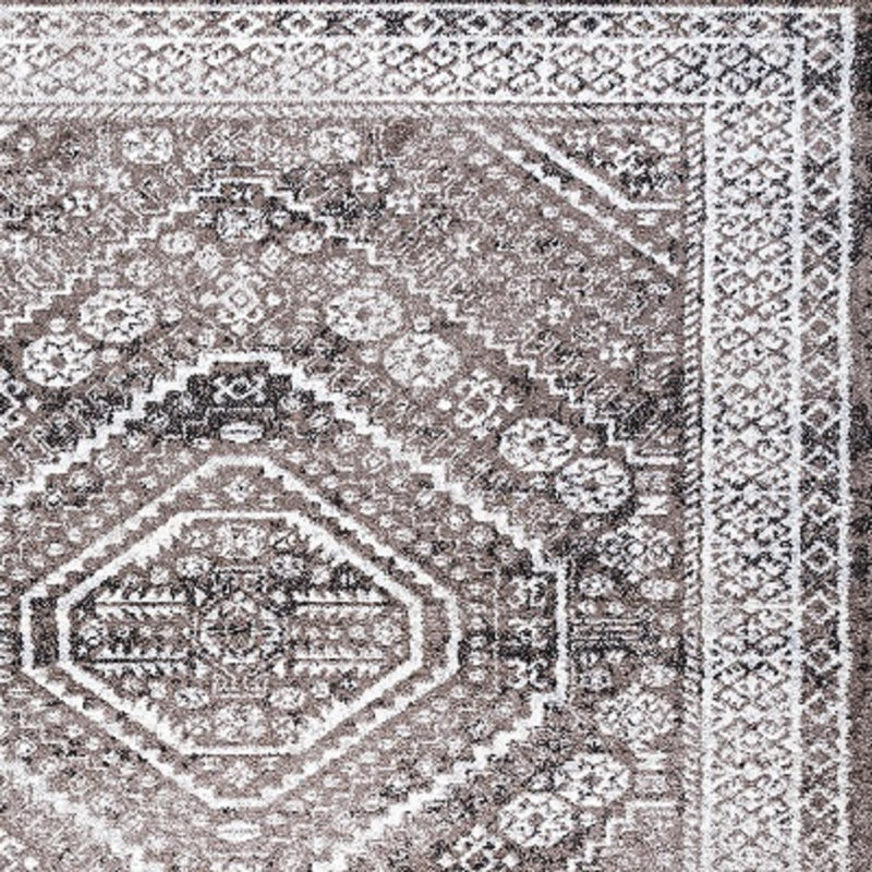 Boho Cottage Medallion Brown/Ivory Rug, Rectangle 7'8" x 10'