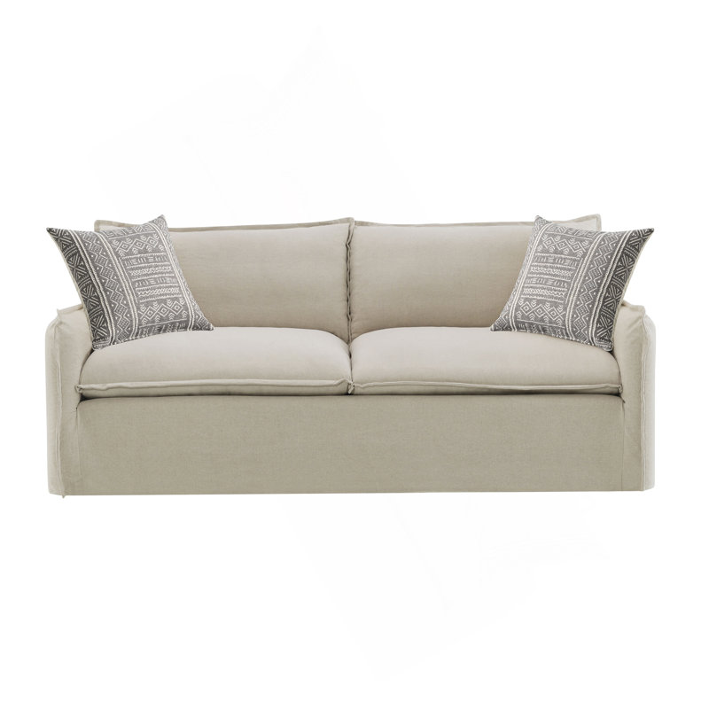 Canapé en lin beige beige et lin beige avec 2 coussins décoratifs Upend
