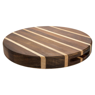 Rockingham Forge Extra Thick Multi-Wood Round Chopping Board, Carbonized Acacia & Rubber Wood, 25Cm Diameter