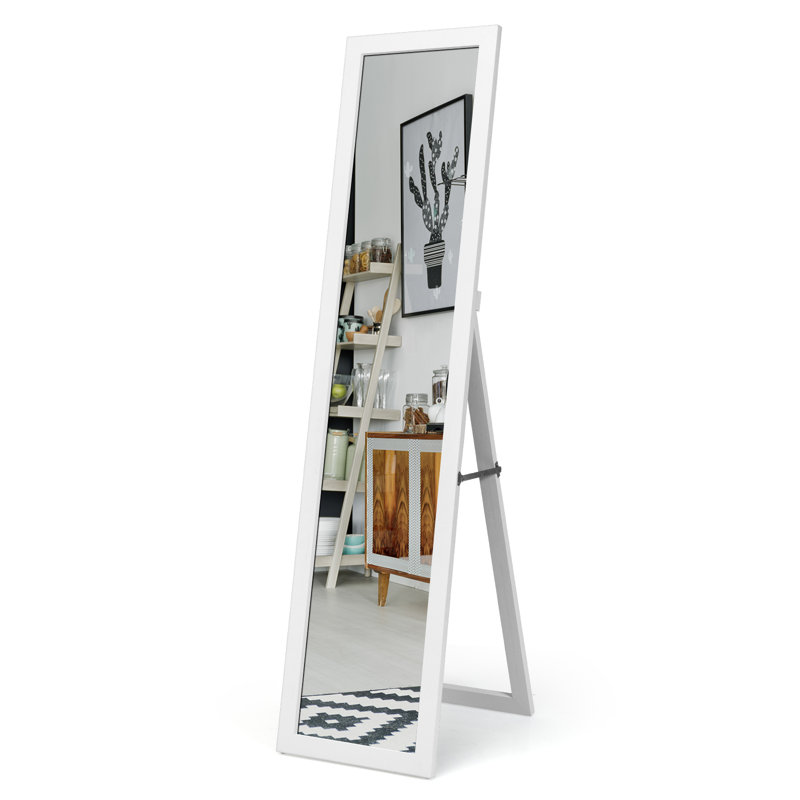 Devany Wood Flat Wall Mirror, White
