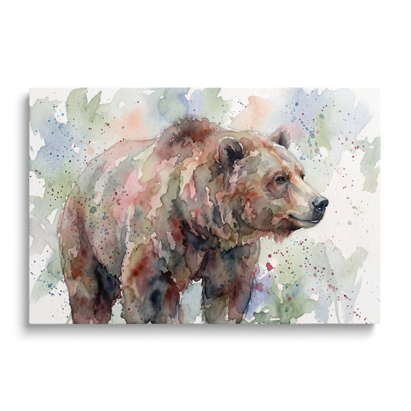 Tableau sur toile représentant un ours, reproduction historique de style pictural pour salon, bureau ou chambre d'étudiant.