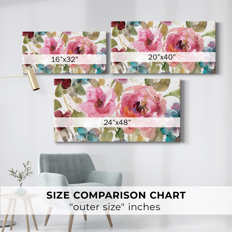 Garden Palette I - Toile tendue avec châssis encadré - Prêt à être accroché, H 17 po x l 33 po, Doré