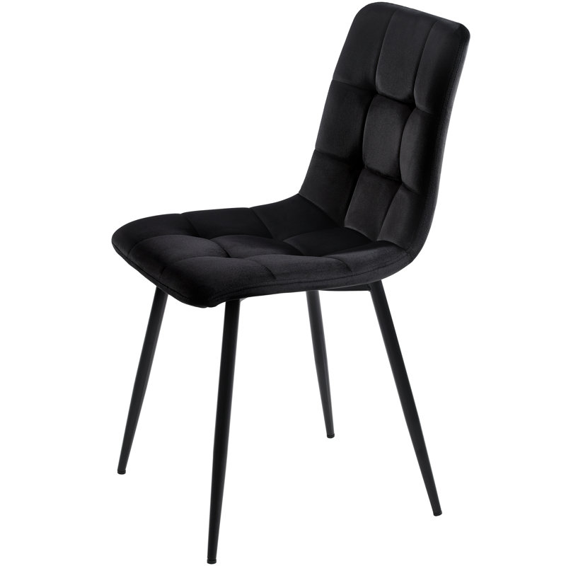 Anelle 43cm H Velvet Upholstered Upholstered Back Side Chair, Black