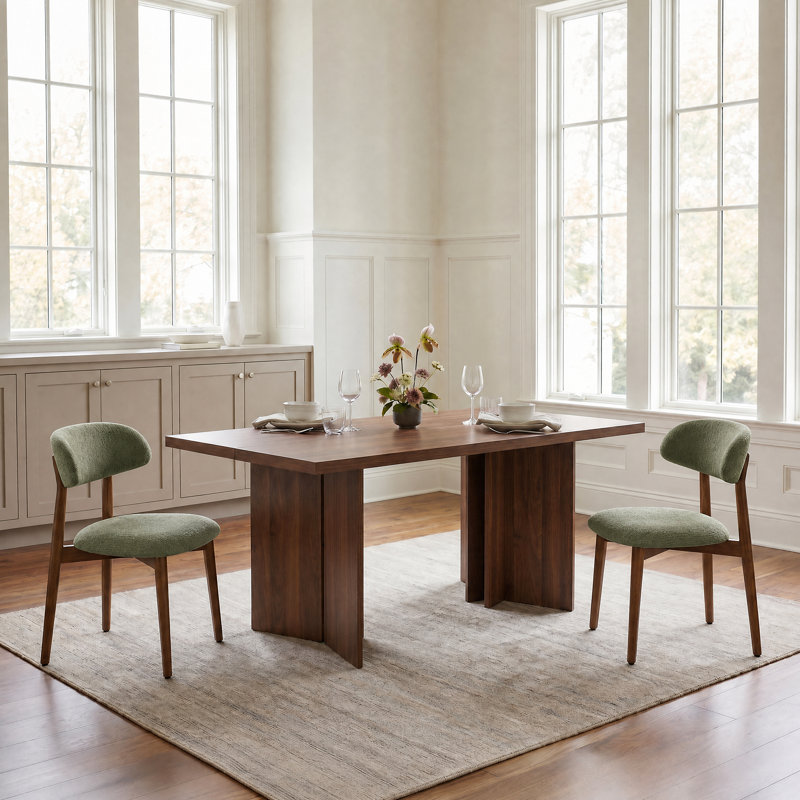 Table de salle à manger Amiliana, Ensemble de trois pièces : table, deux chaises, Noir / Beige