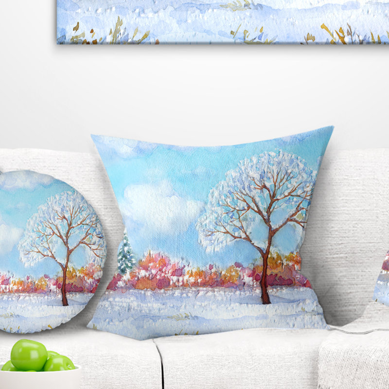Tree in Winter - Landscape Printed Pillow, 18" x 18", Throw Pillow