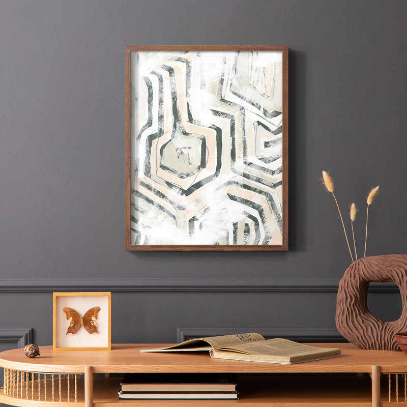 Sand Glyphs I, reproduction encadrée - bois massif, Cadre photo brun simple, H 14 po x l 11 po