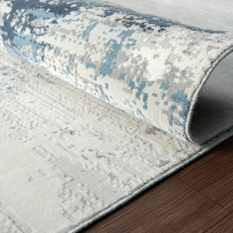 C Abstract Area Rug in Grey, Rectangle 2' x 3'