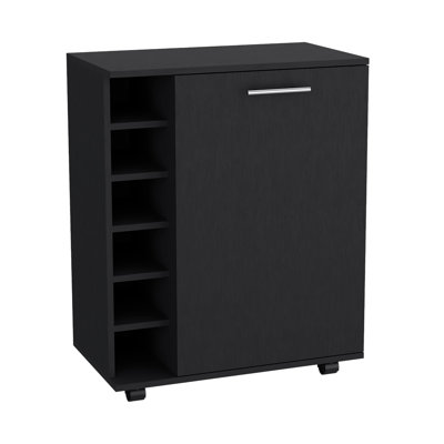 Modern Bar Cart with Integrated Wine Storage, Spacious Cabinet and Smooth Rollers