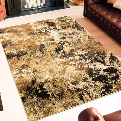 Tapis de 160 cm x 180 cm, tons naturels, motifs camouflage, multicolores, polypropylène, inspiration naturelle moderne pour un bureau ou une grange