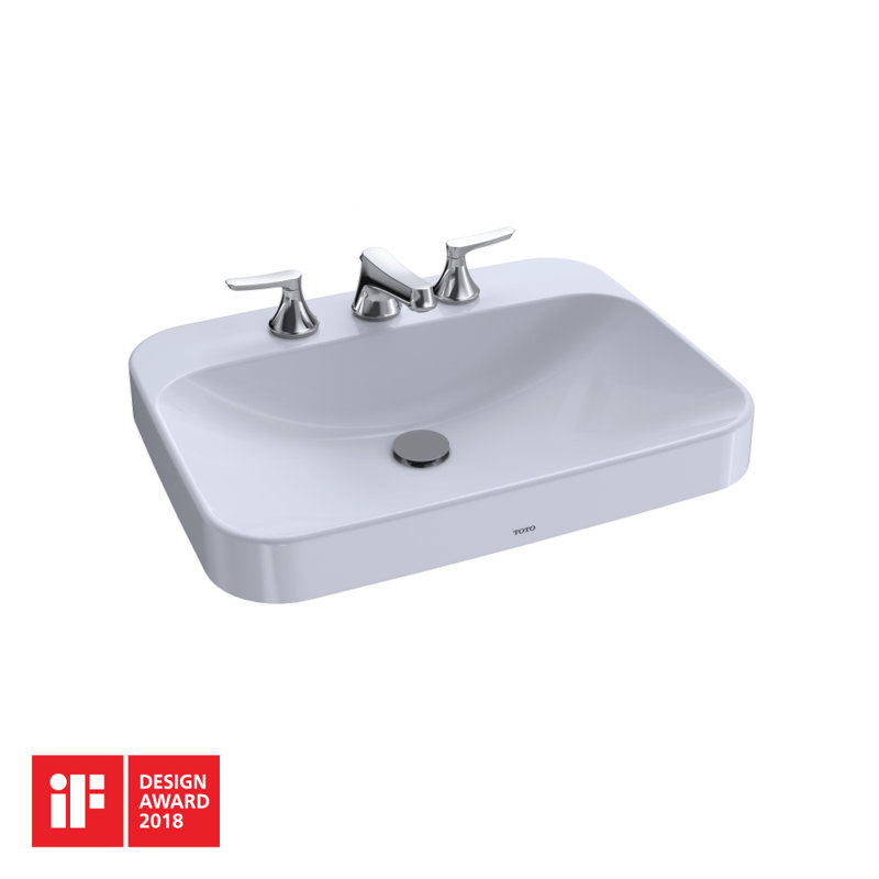 Lavabo de salle de bain vasque rectangulaire 23 "avec CEFIONTECT pour robinets centraux 8 pouces TOTO® Arvina ™, coton blanc