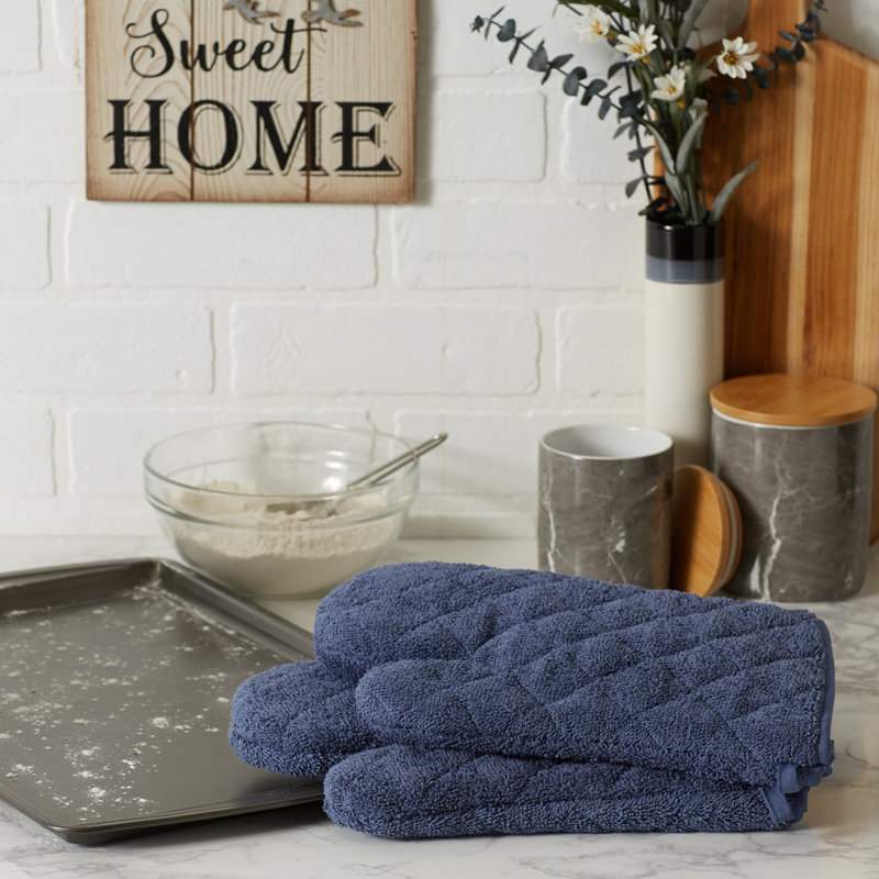 Design Imports Terry Oven Mitt, Bleu