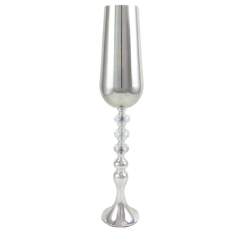 Vase de table en métal Ellett, Argent, H 22 po x l 4,25 po x P 4,25 po
