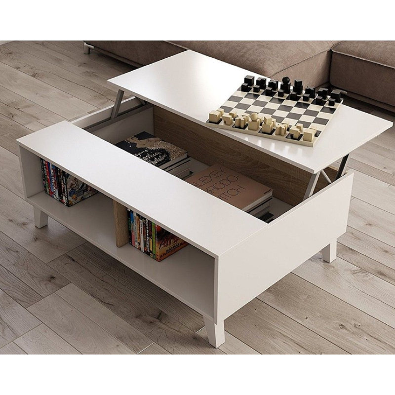 Biagia Lift Top Four Leg Coffee Table with Storage