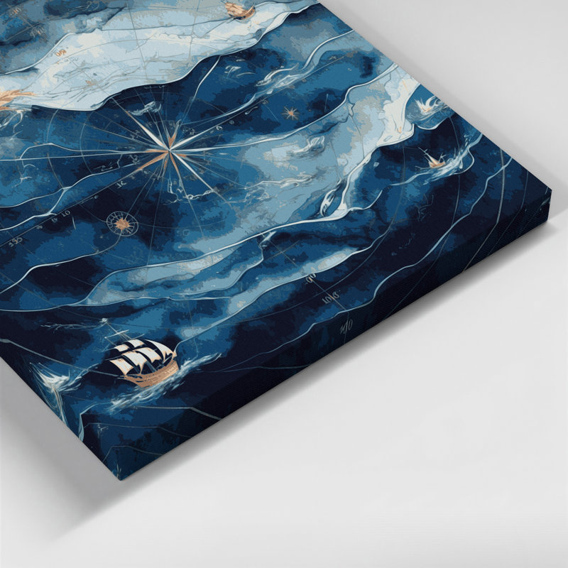 Art mural nautique gris sur toile, H 24 po x l 36 po