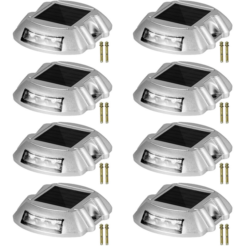 Ensemble de 8 lumières solaires blanches pour allée à DEL, Blanc