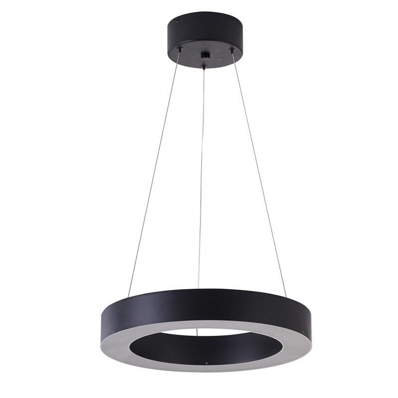 Lustre halo 1 lumière DEL noir mat, Noir mat